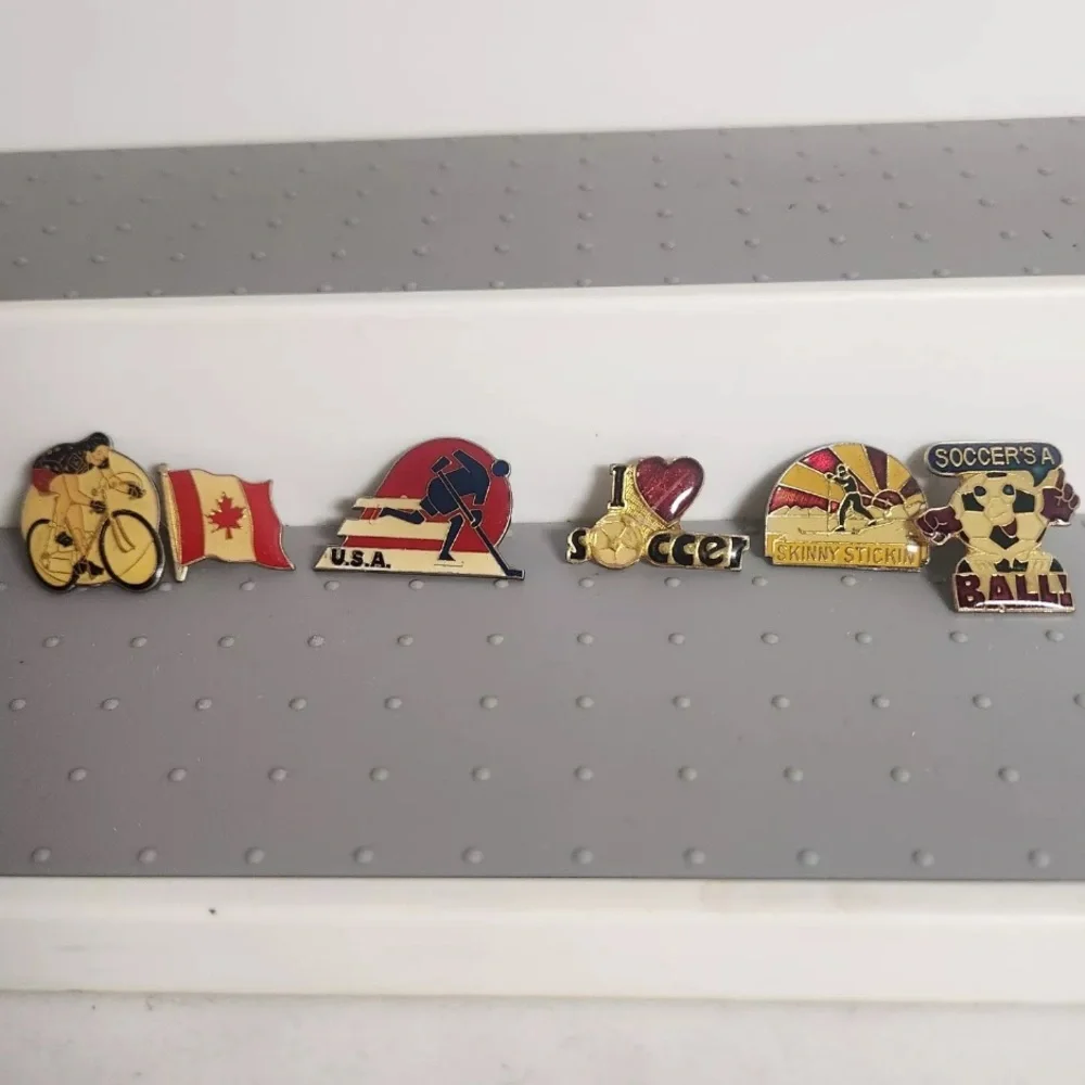 VTG Enamel Metal Sports Themed Pins Canada USA Soccer Cycling Skiing Hockey No B